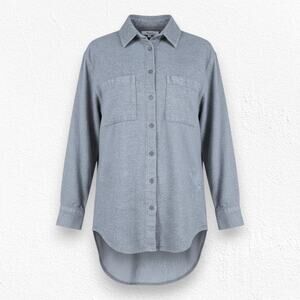 Madewell Gray Sunday Button-Down Flannel Shirt Lightweight Shacket Size XXS